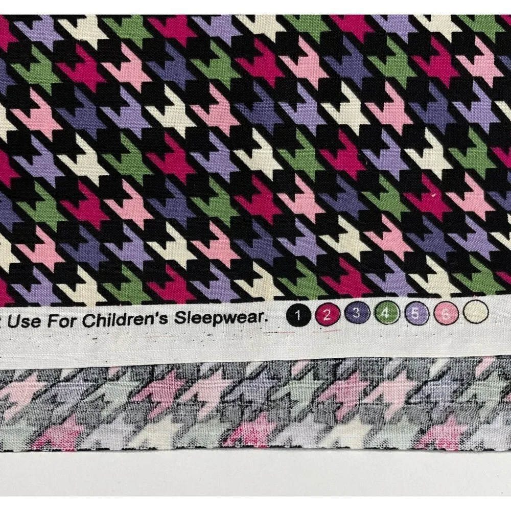 David Textiles‎ Fabric Geometric Black Pink Purple Green Remnant 60